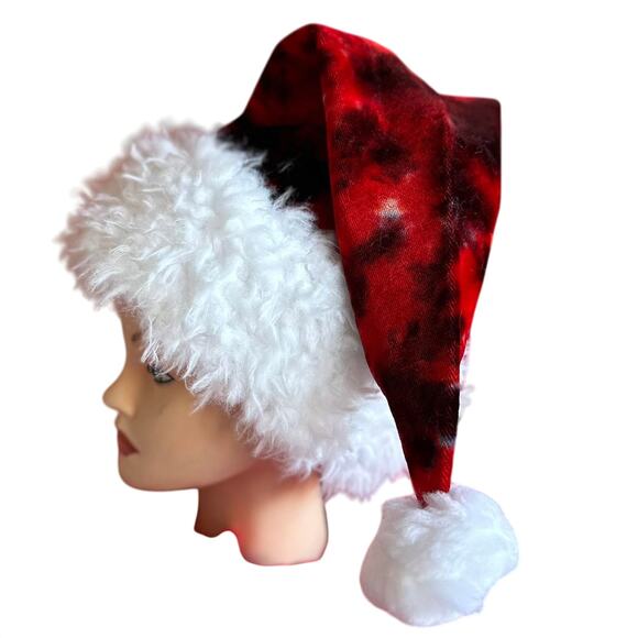 Santa Hat Handcrafted Hippie Sewn Snow Bunny Winter Holiday Christmas Headcover - Picture 1 of 6